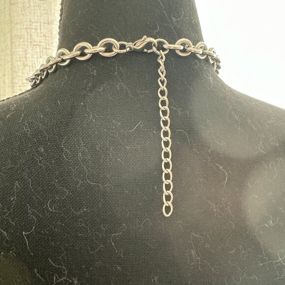 Silver Large Heart Chunky Necklace - Picture 3 of 3